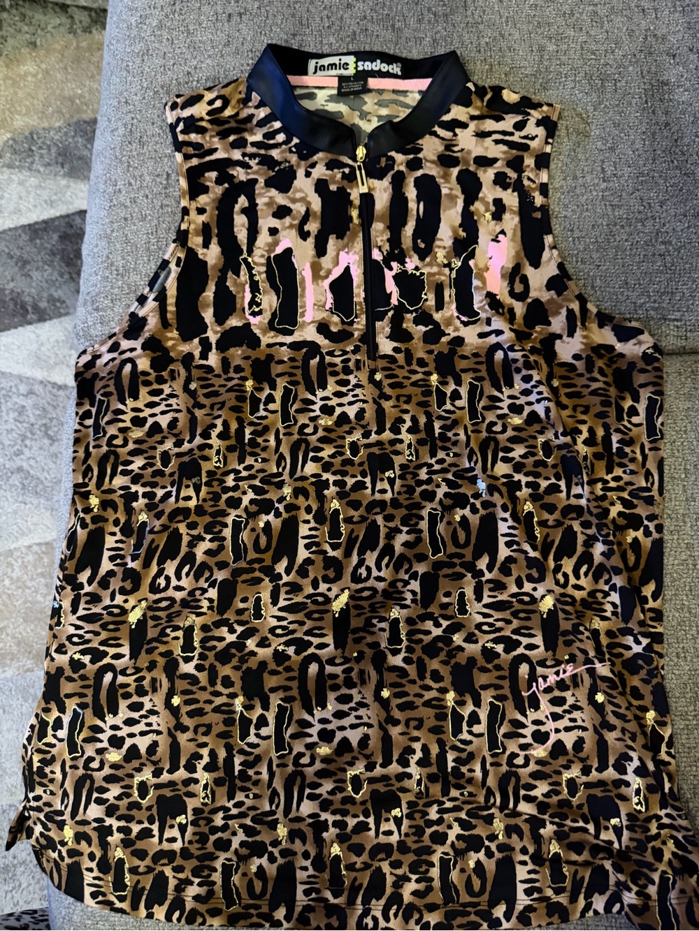 Like New! Jamie Sadock Leopard Print Sleeveless Tank in Brown, Black, Pink, gold